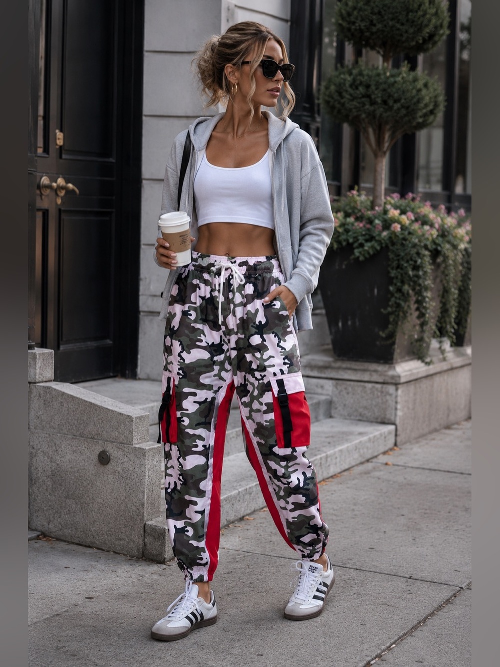 Genius Pink Camo Joggers Black & Red Detail